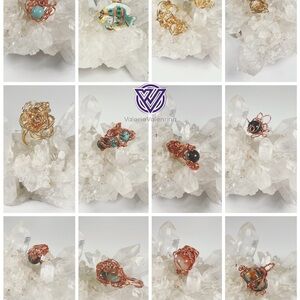 Non tarnishing Gold and Silver Wire Wrapped Natural Gemstone Rings